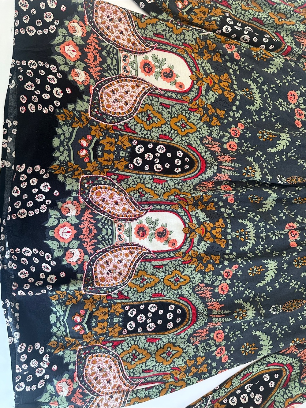 Entro Boutique Boho Floral Paisley Tunic Dress Small Crochet Lace Long Sleeve - Picture 11 of 13